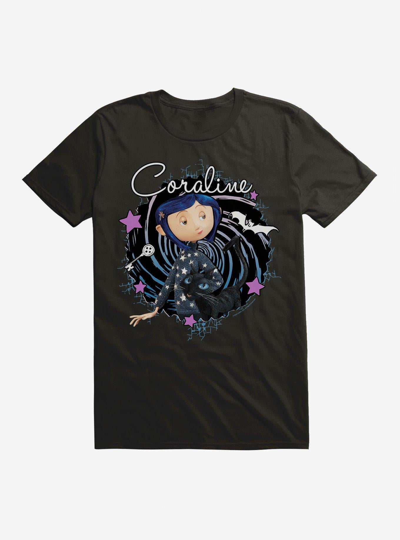 Polera Coraline The Cat, remolinos y estrellas