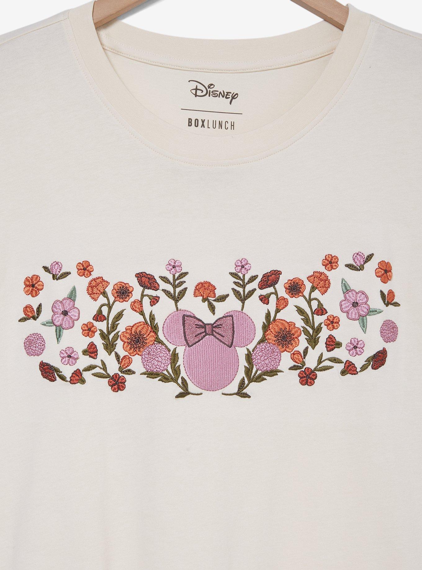 Polera de mujer bordada con flores de Minnie Mouse