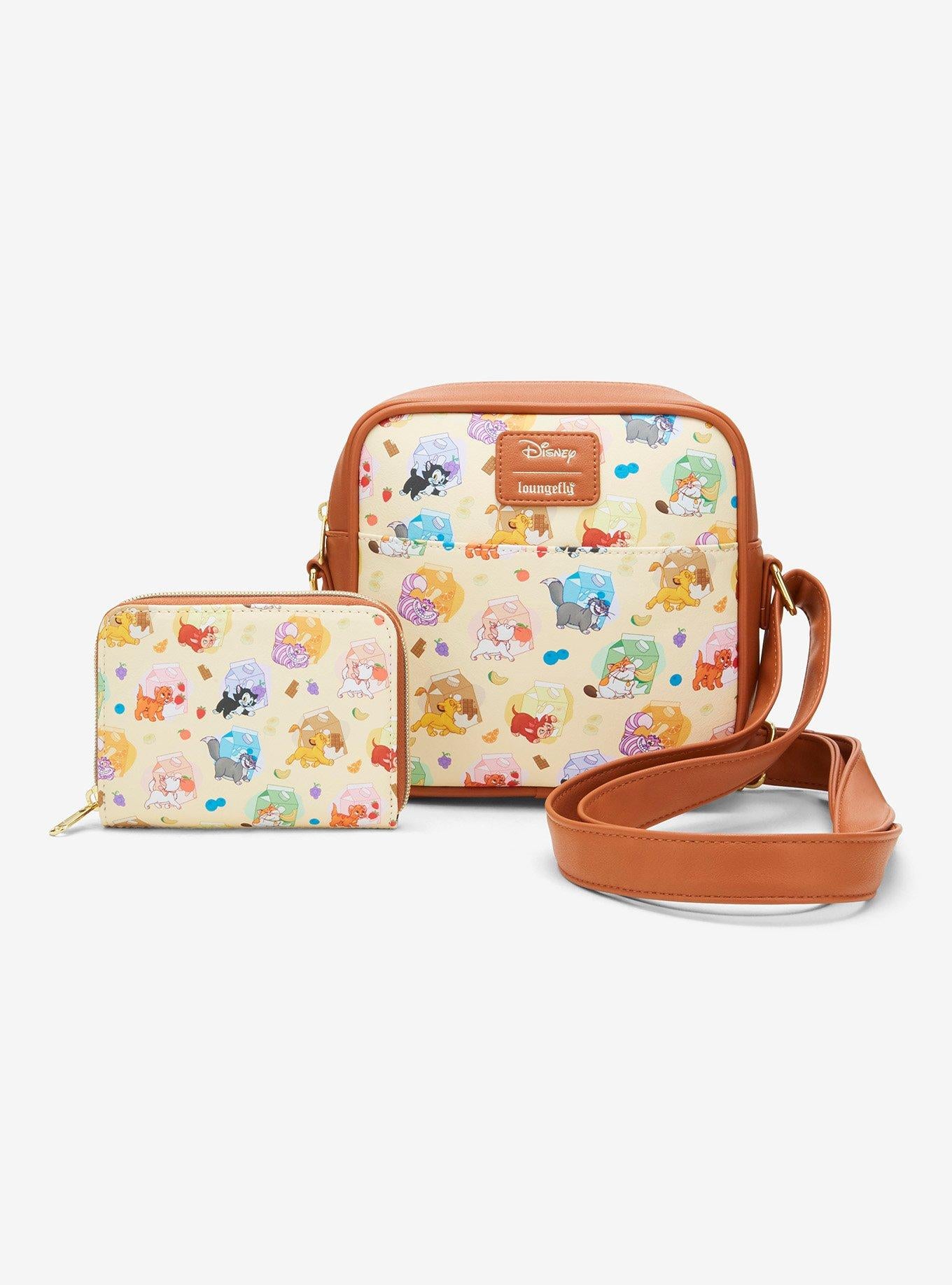 Cartera cruzada Disney Cats con diseño de cajas de leche