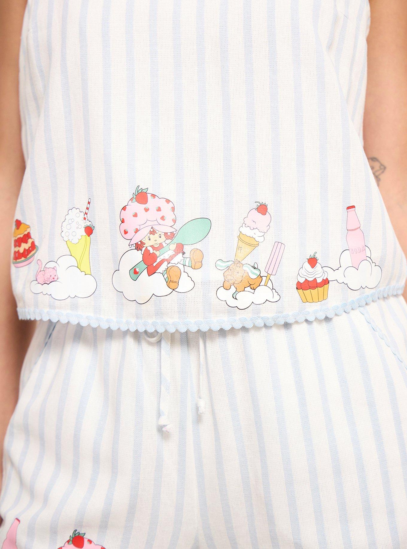 Polera corta a rayas de lino Strawberry Shortcake