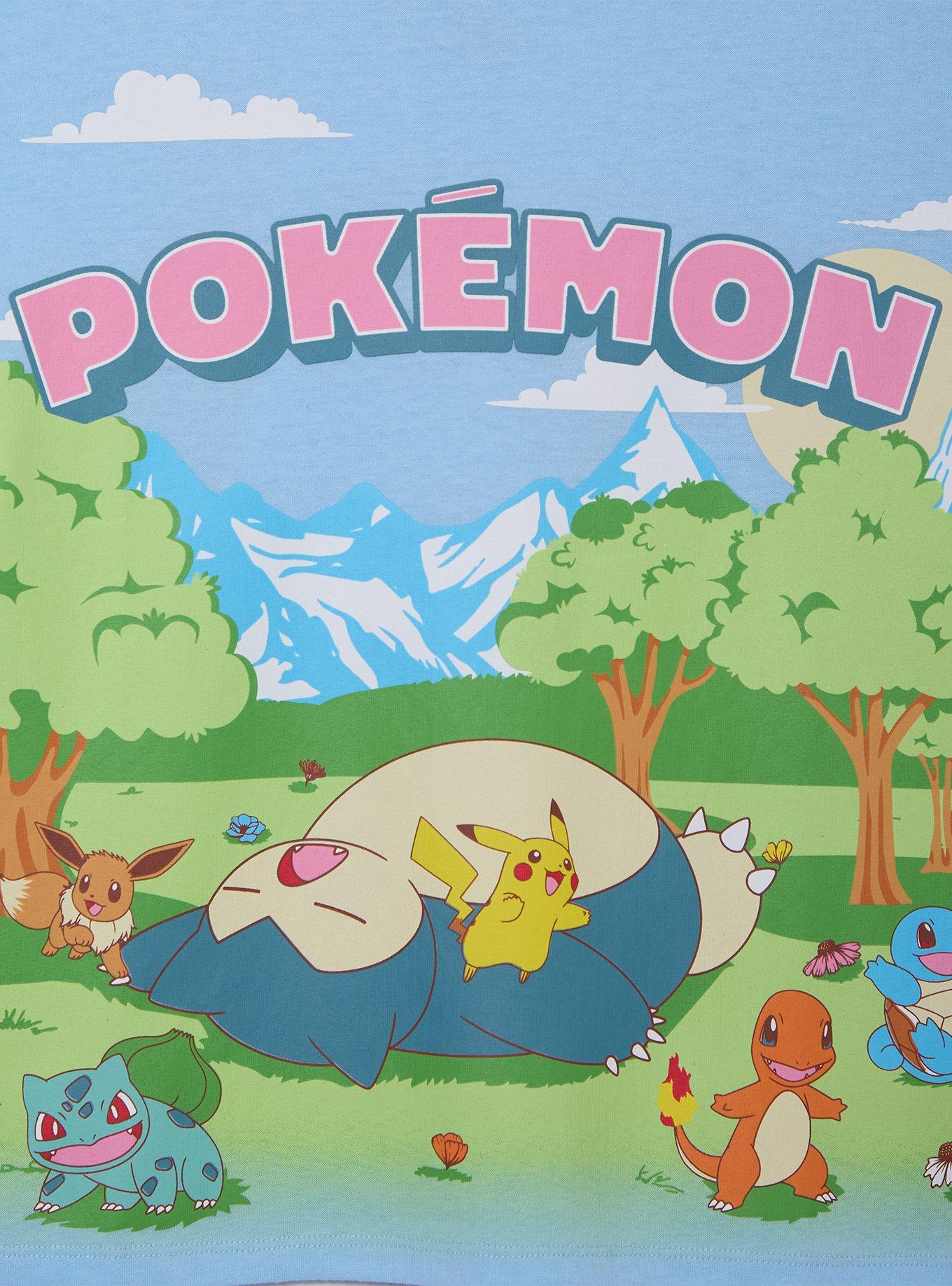 Polera corta con escena grupal de Pokémon