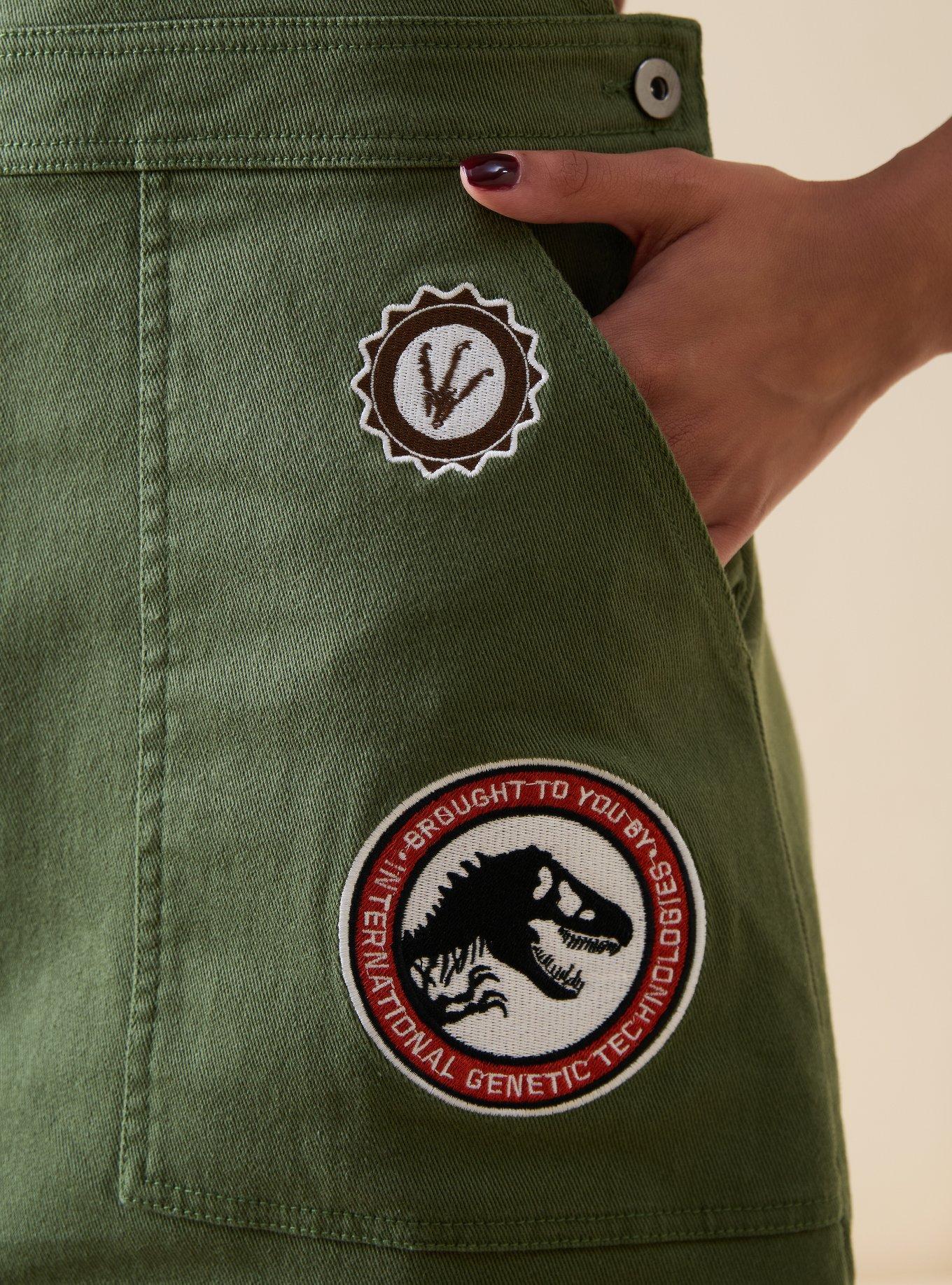 Vestido jardinera Jurassic Park con parches bordados