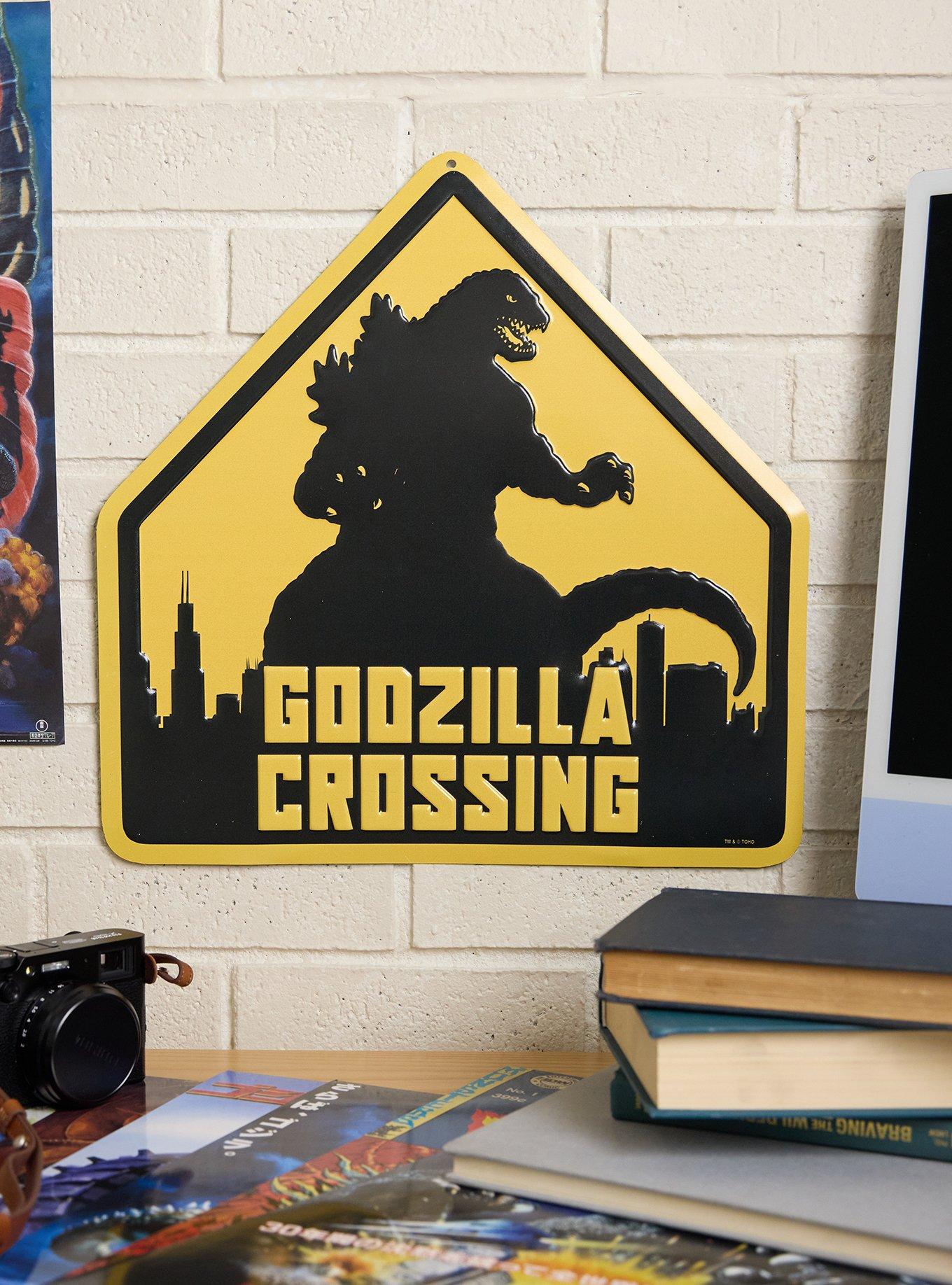 Letrero metálico de pared Godzilla Crossing