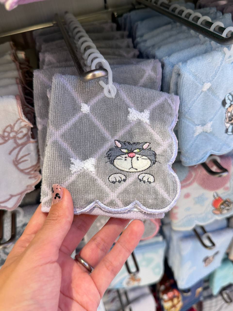 Toalla de Rostro Gris con Gato