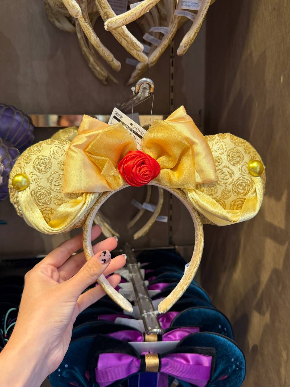 Orejitas Disney Tokyo Doradas con Lazo y Rosa