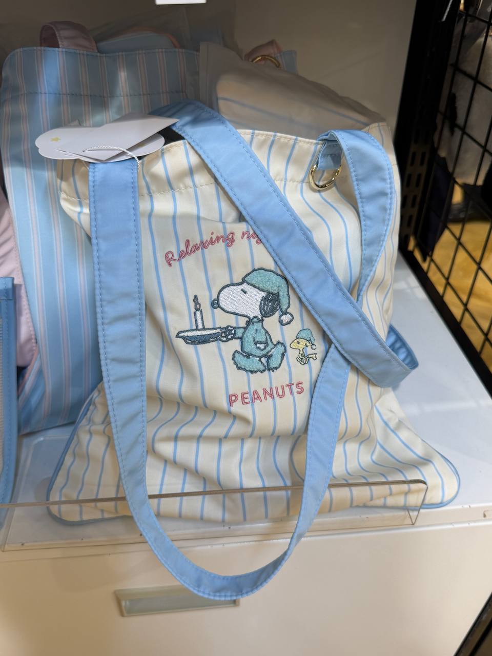 Bolso Snoopy de Rayas Celestes