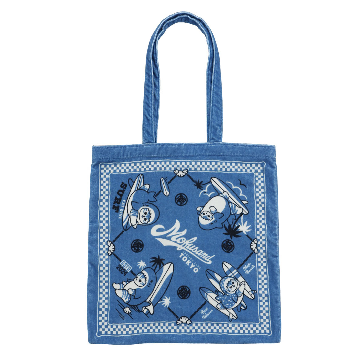Bolso tote de toalla Mofusand Shark, azul
