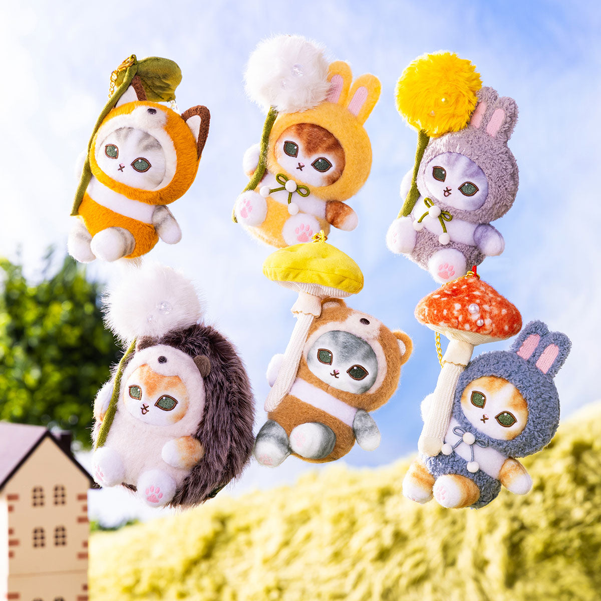 Mofusand Woodlands: colgante de gatito conejo y hongo