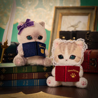 Peluche mofusand gato siamés lector