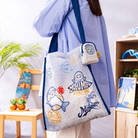 mofusand: mini mochila con bolsa reutilizable blanca