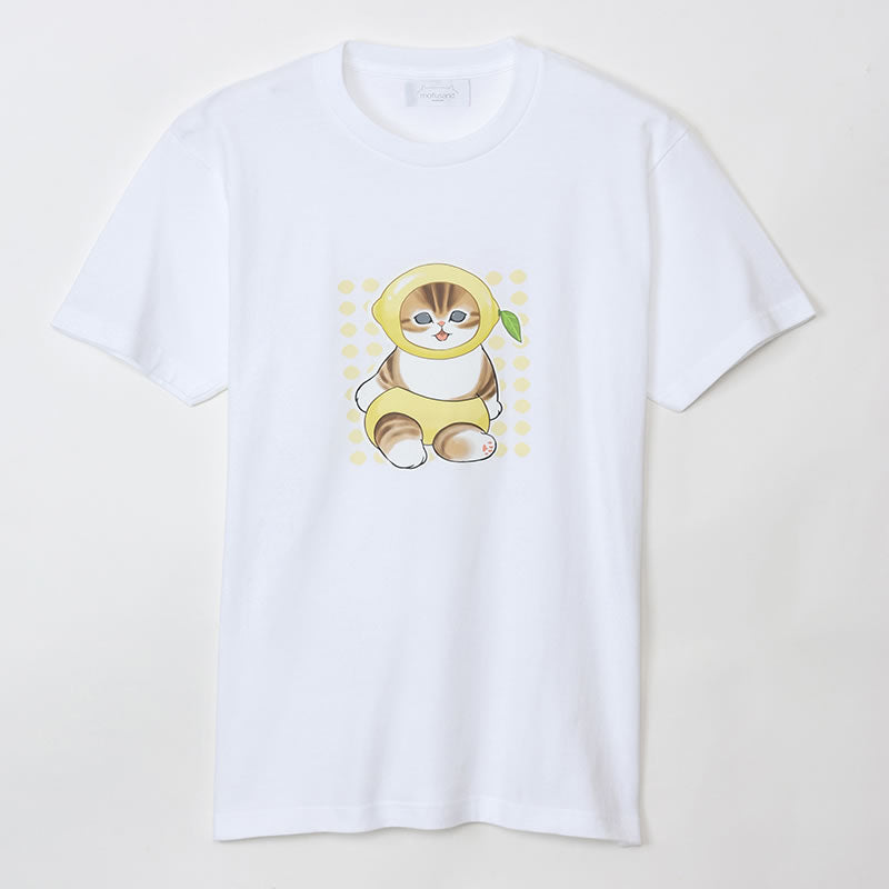 Polera blanca Mofusand con diseño de limón