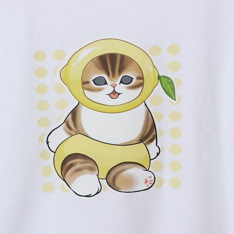 Polera blanca Mofusand con diseño de limón
