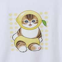 Polera blanca Mofusand con diseño de limón
