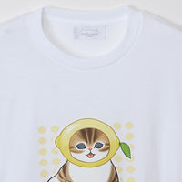 Polera blanca Mofusand con diseño de limón