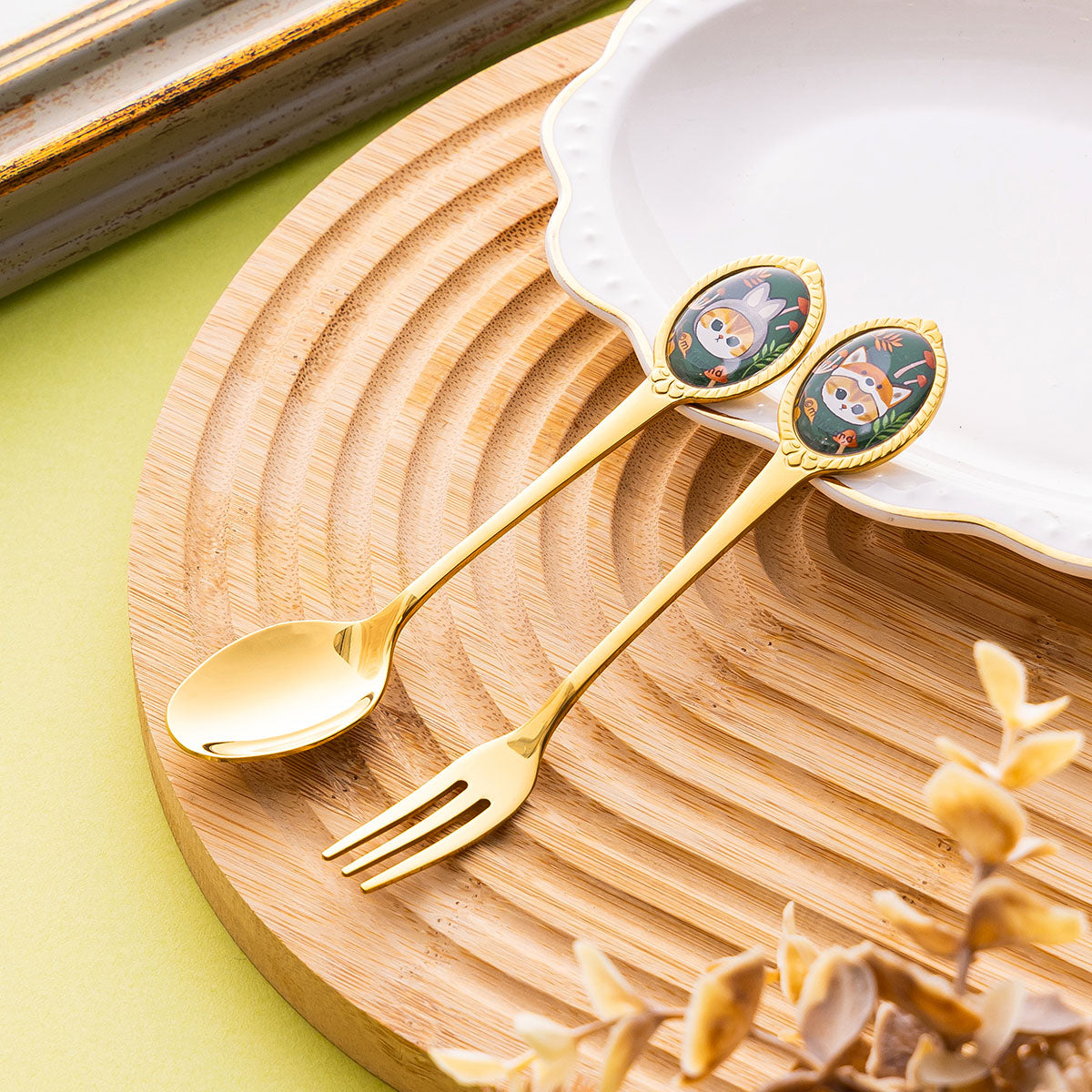 Set de cucharita y tenedor Mofusand Woodland