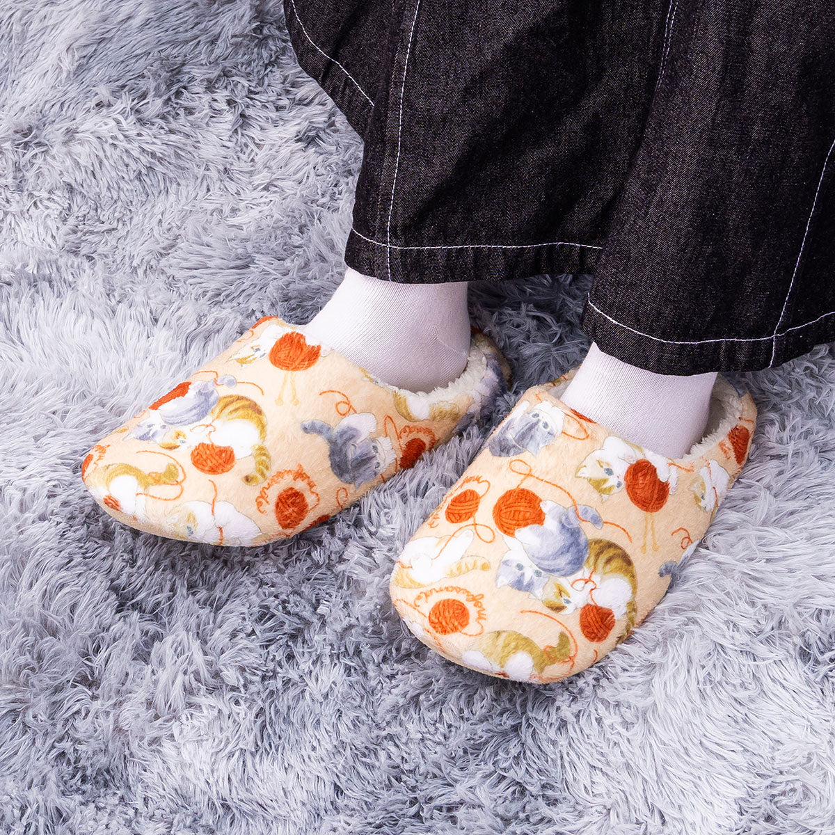 Pantuflas Mofusand grandes de diseño con gatitos