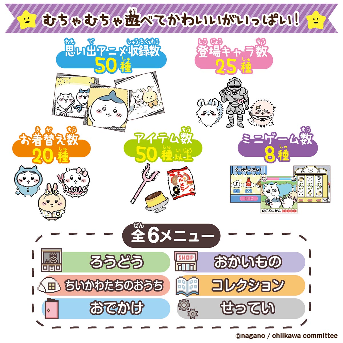 Juego LCD Chiikawa con correa, set DX morado