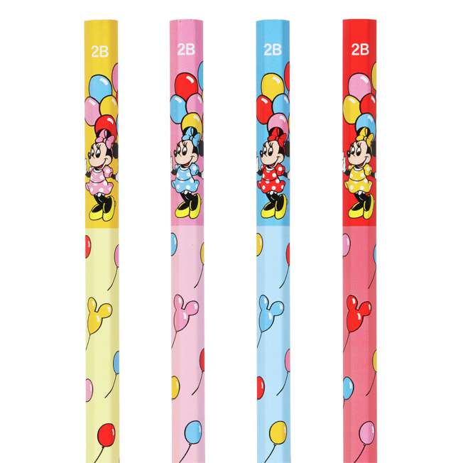 Set de 4 lápices 2B con capuchones de Mickey y Minnie