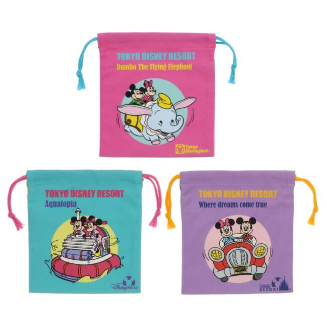Set de 3 bolsas con cordón de Mickey y Minnie
