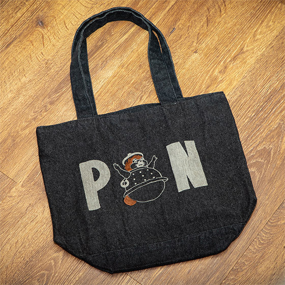 Bolso tote de denim negro Pompoko