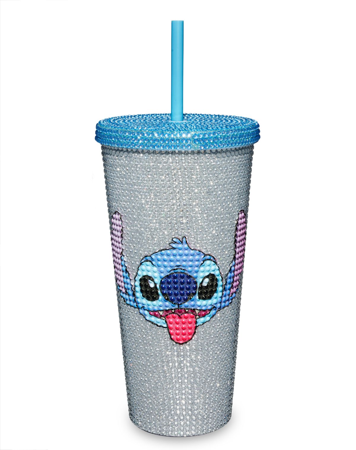 Vaso con brillantes de Stitch y bombilla, 20 oz