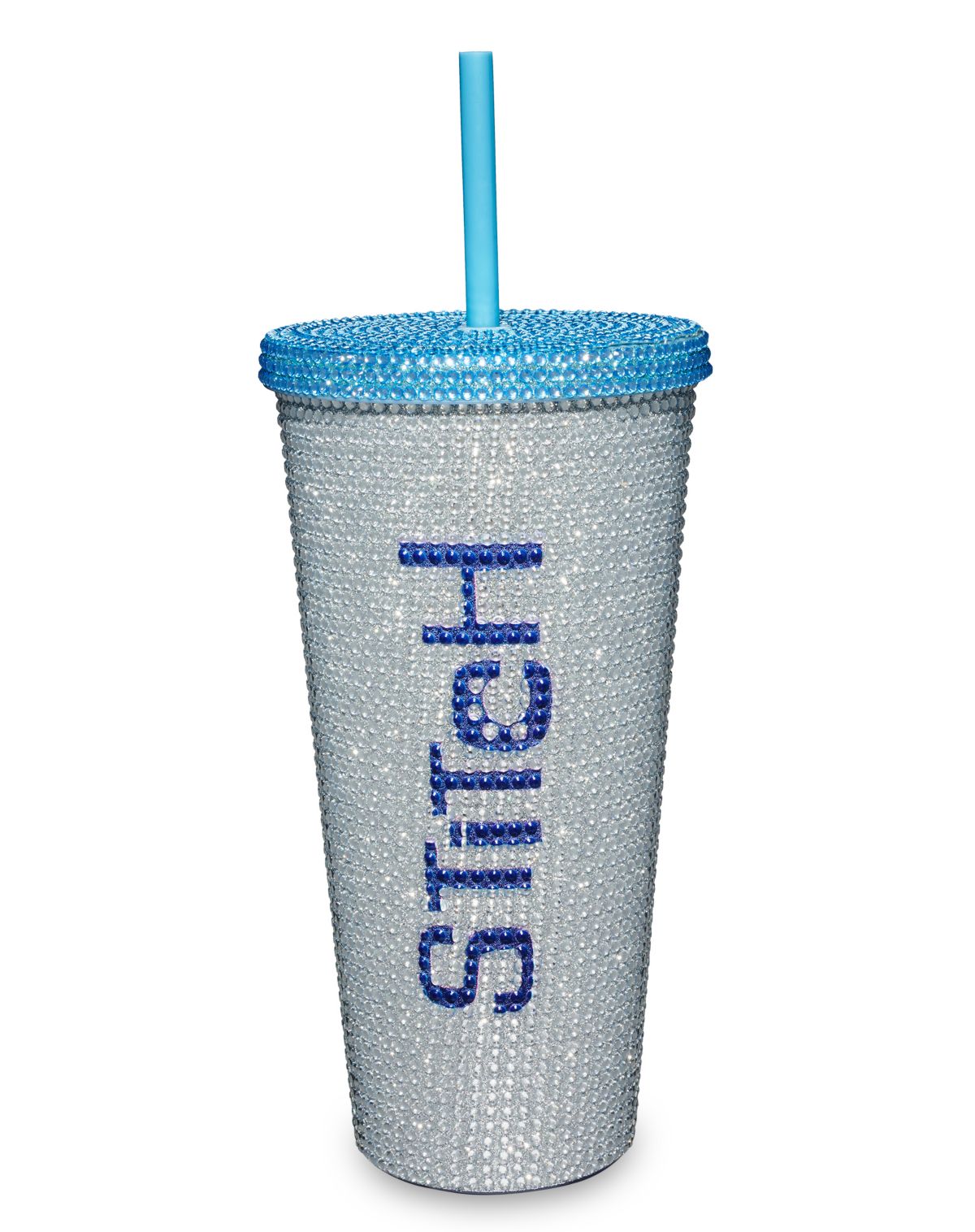 Vaso con brillantes de Stitch y bombilla, 20 oz
