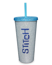 Vaso con brillantes de Stitch y bombilla, 20 oz