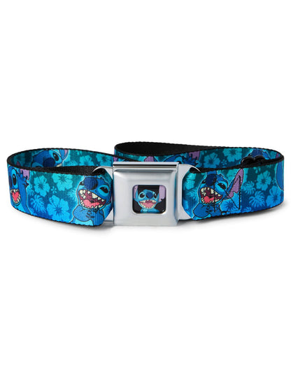 Cinturón con flores y rostros de Stitch
