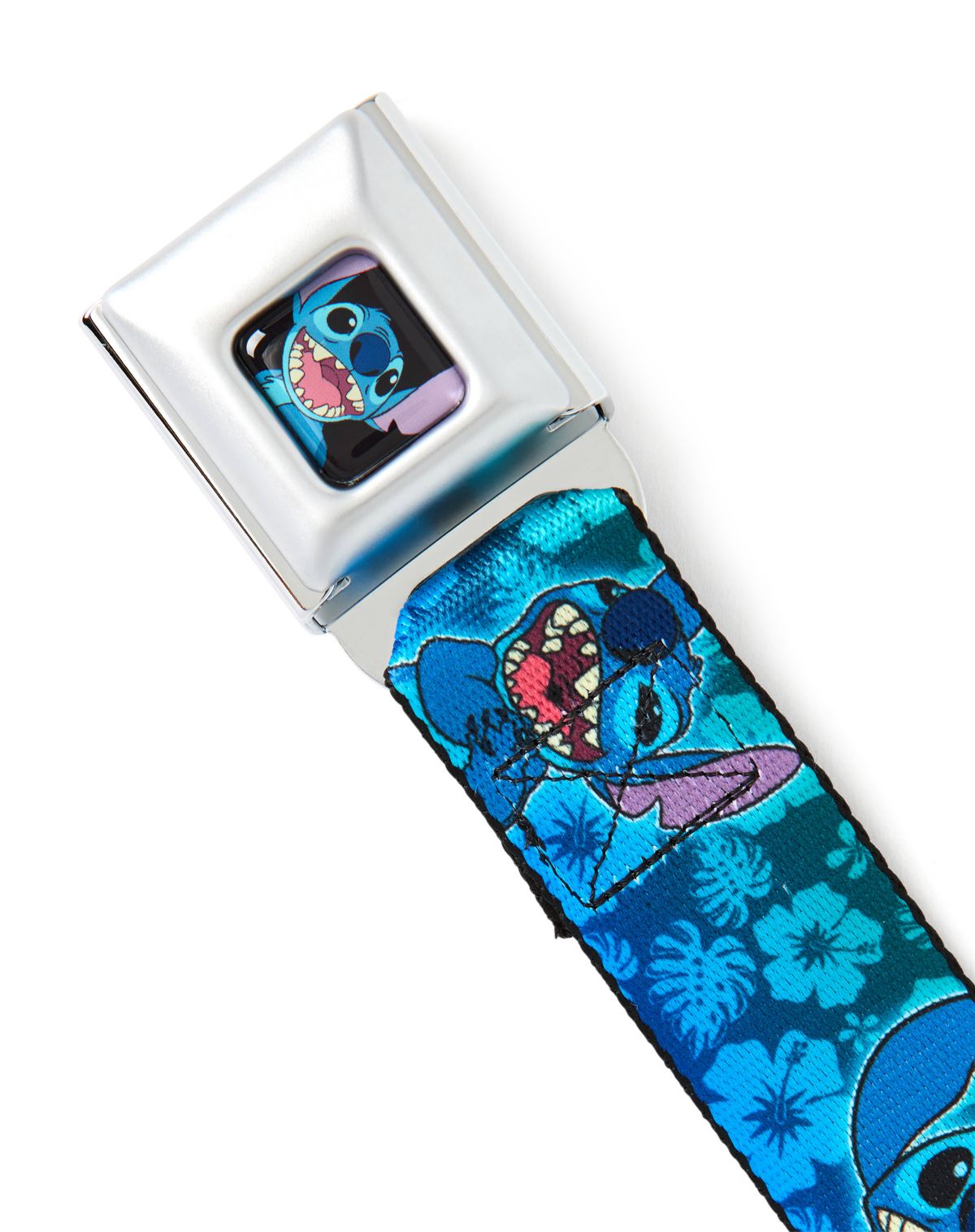 Cinturón con flores y rostros de Stitch