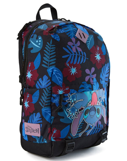 Mochila con capucha floral tropical de Stitch