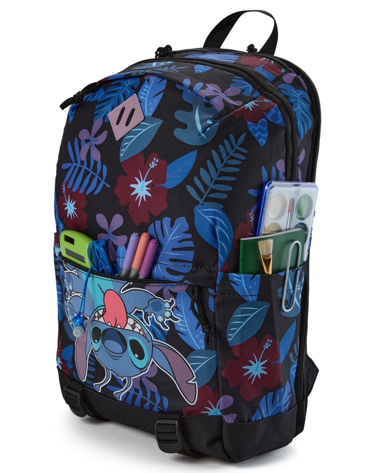 Mochila con capucha floral tropical de Stitch