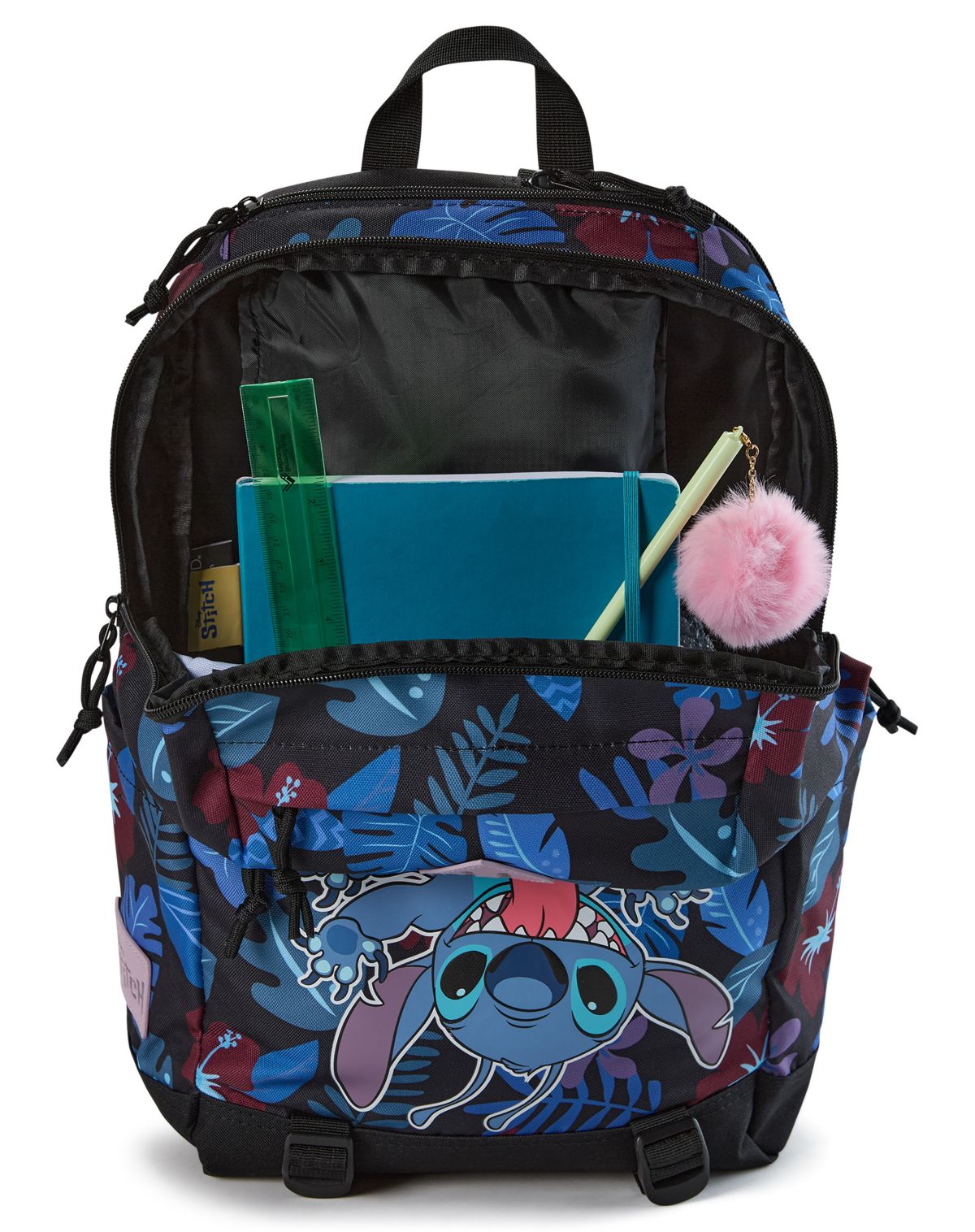 Mochila con capucha floral tropical de Stitch