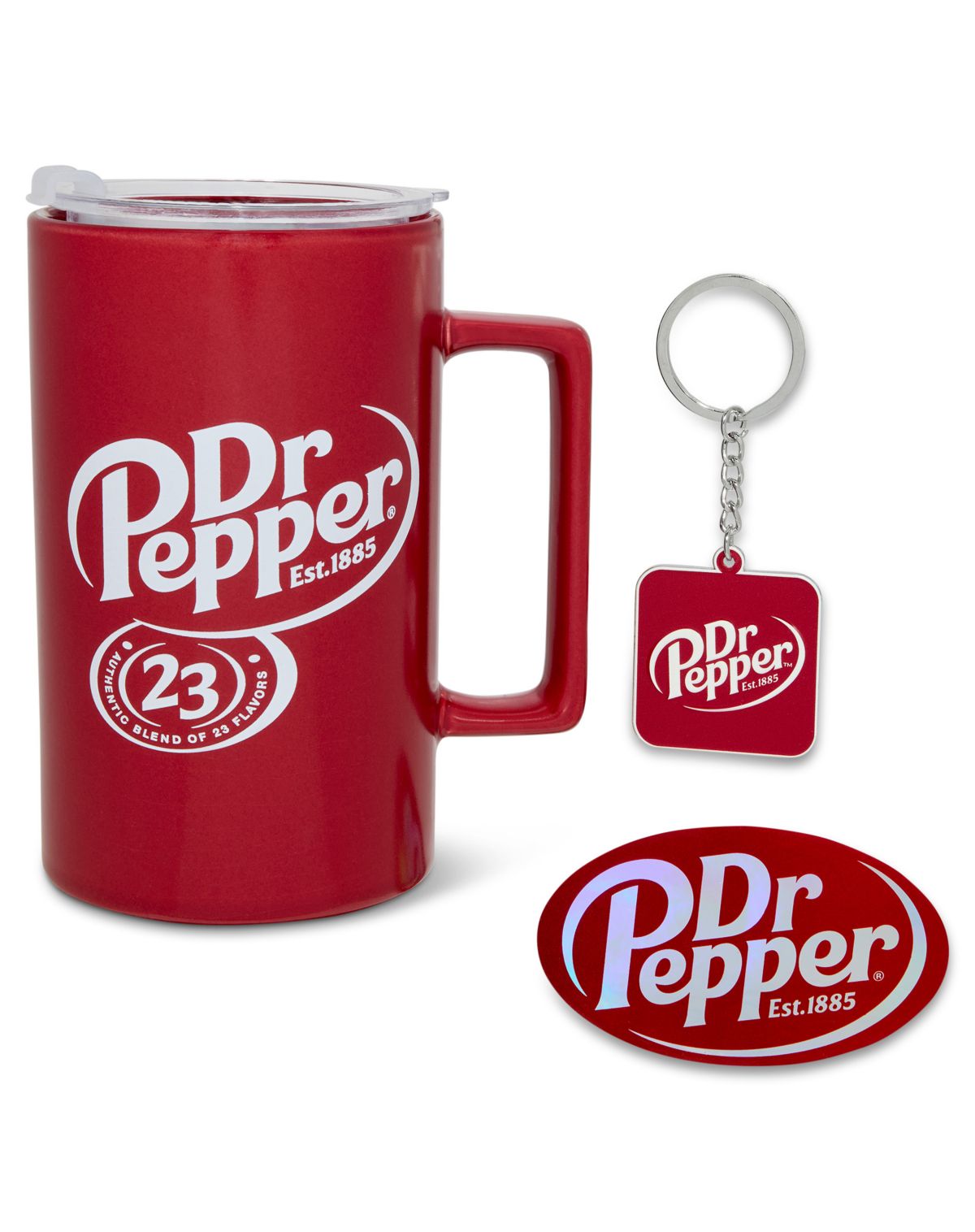 Taza de café Dr. Pepper para llevar con llavero