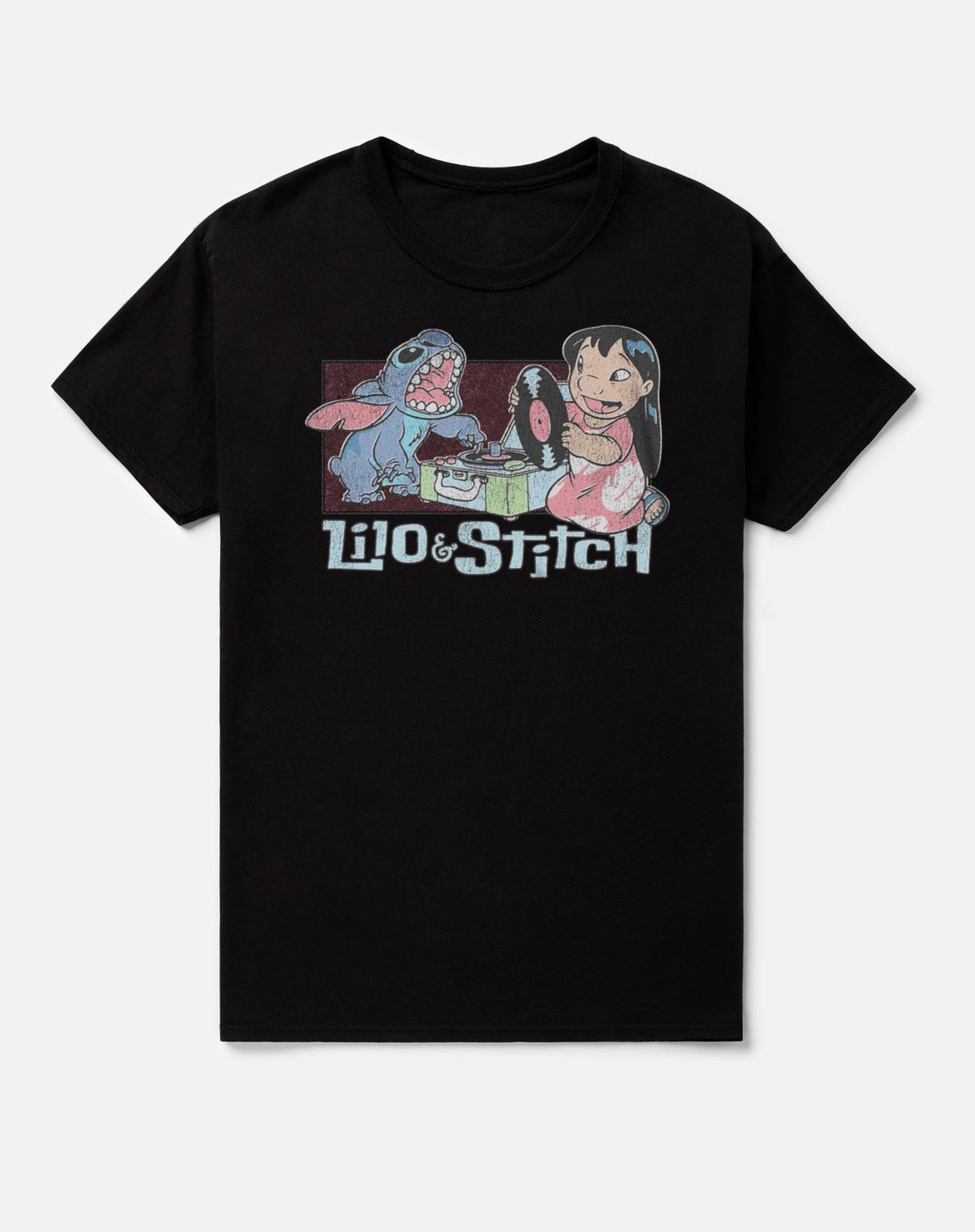 Polera Lilo & Stitch con diseño de tocadiscos