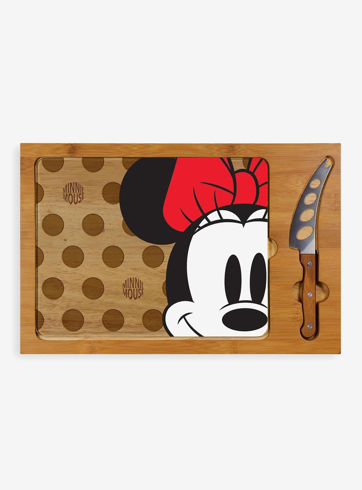 Bandeja con cubierta de vidrio y cuchillo Minnie Mouse