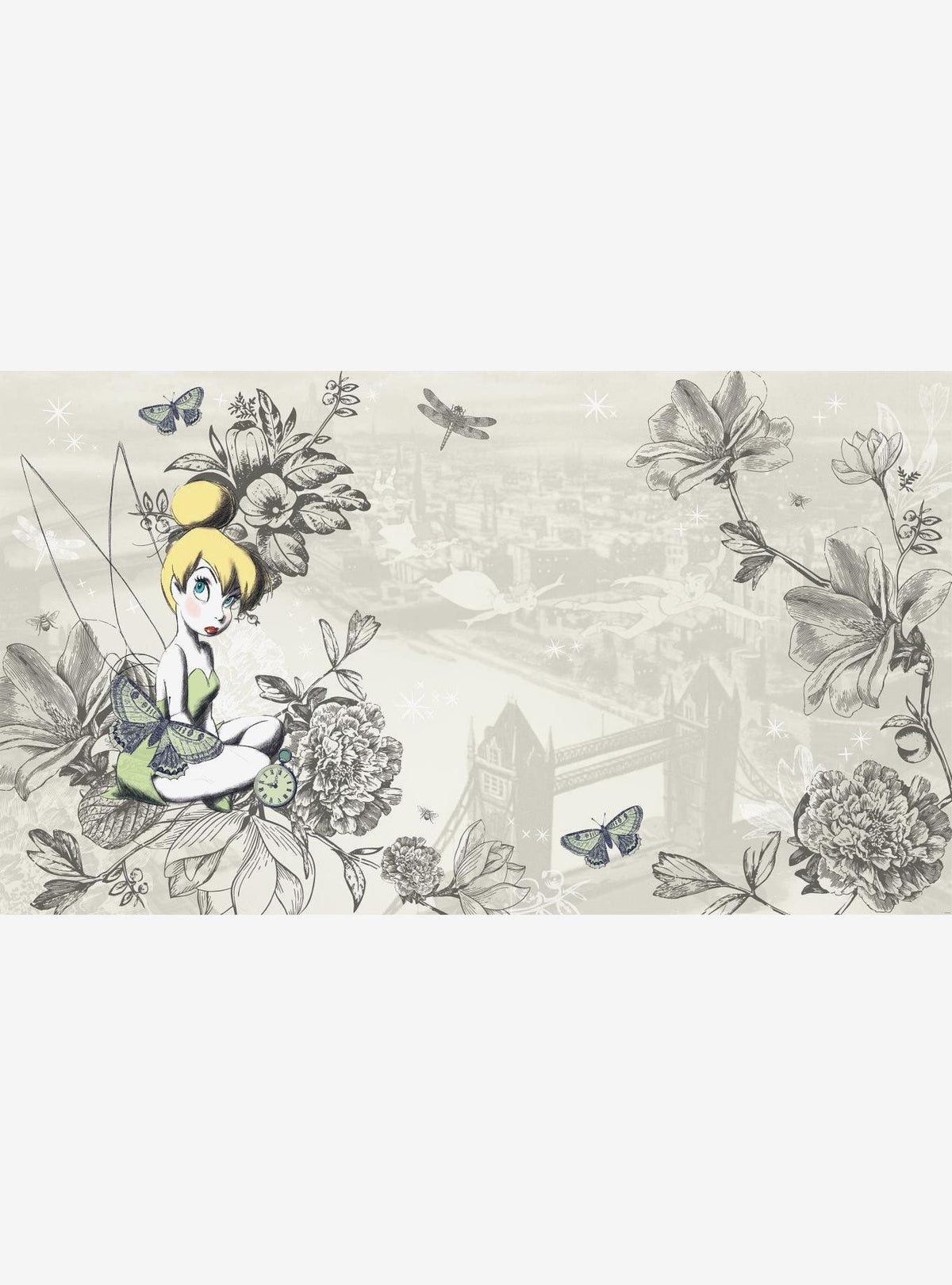 Mural vintage de Disney Fairies con Tinker Bell