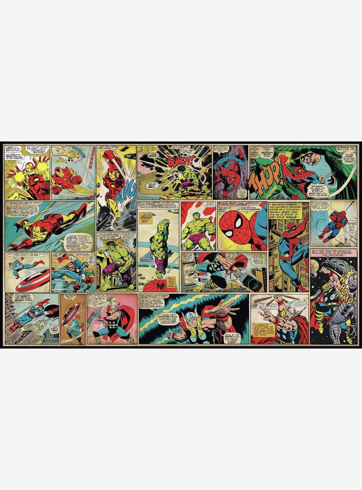 Mural preencolado Marvel con paneles de cómic