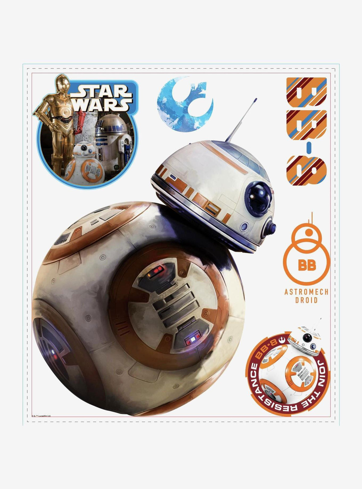 Star Wars: Calcomanía mural gigante de BB-8
