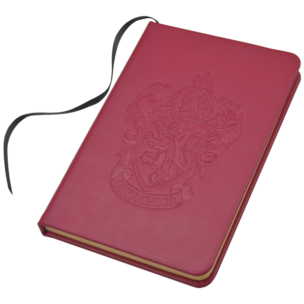 Cuaderno con emblema de Gryffindor en relieve