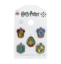 Set de pines con emblemas de Hogwarts