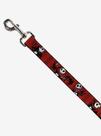 Correa roja a rayas para perro de Jack Skellington