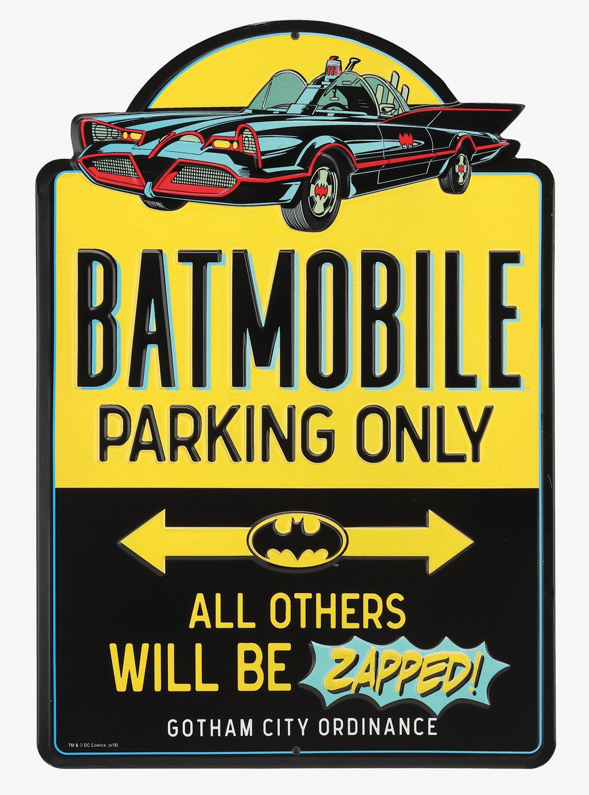 Letrero en relieve Batman: «Solo estacionamiento Batimóvil»