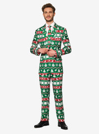 Traje navideño nórdico verde para hombre