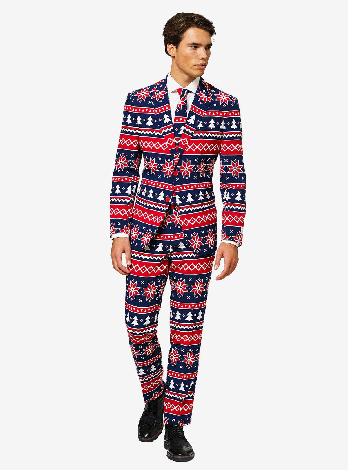 Traje navideño de estampado nórdico para hombre