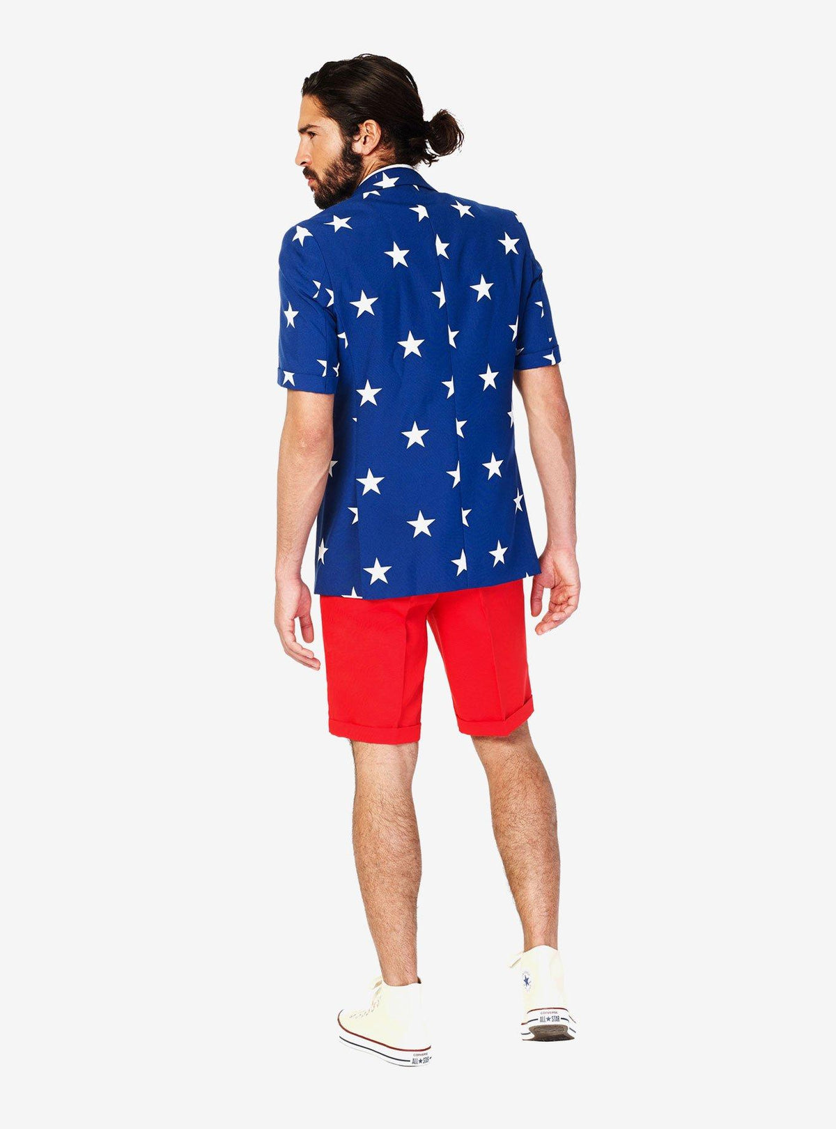 Traje OppoSuits de estrellas y franjas, corte corto