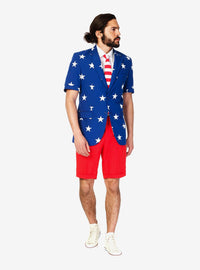 Traje OppoSuits de estrellas y franjas, corte corto