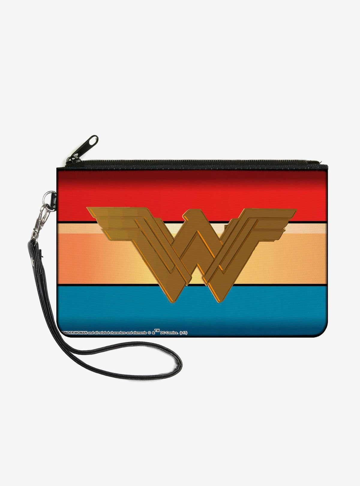 Billetera tipo clutch de Wonder Woman con franjas