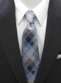 Corbata azul a cuadros de Mickey Mouse para hombre