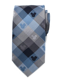 Corbata azul a cuadros de Mickey Mouse para hombre