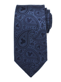 Corbata azul marino Disney Mickey Mouse con paisley